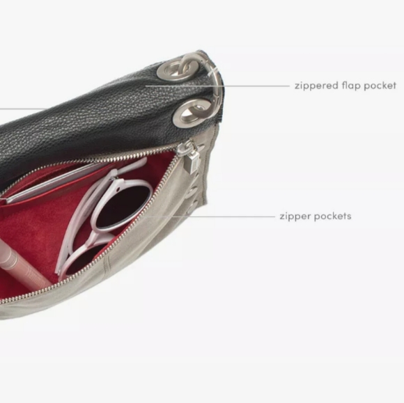 Hammitt Montana Reversible Black Gray Pewter Brushed Silver Crossbody Handbag - Picture 5 of 13